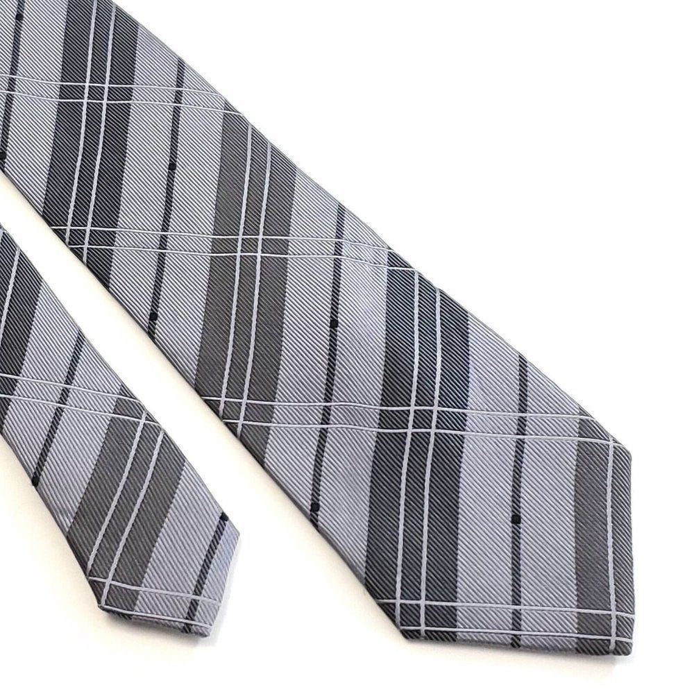 Benvenuto‎ Gray Plaid Woven Silk Tie